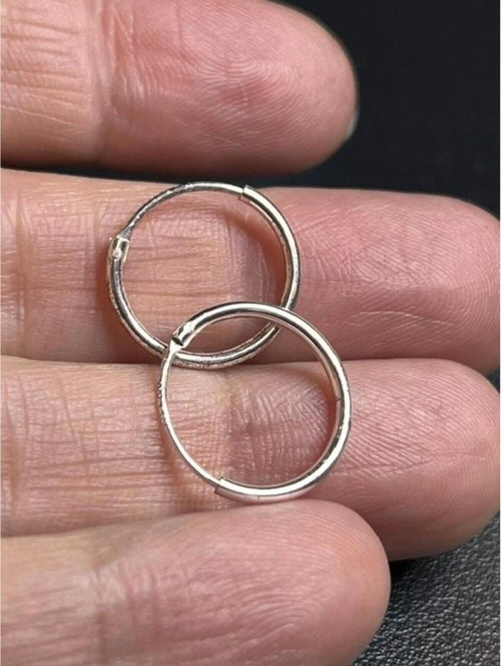 B5443 IBB Sterling Silver Endless Hoop Earrings 16mm Round Minimalist sleepers
